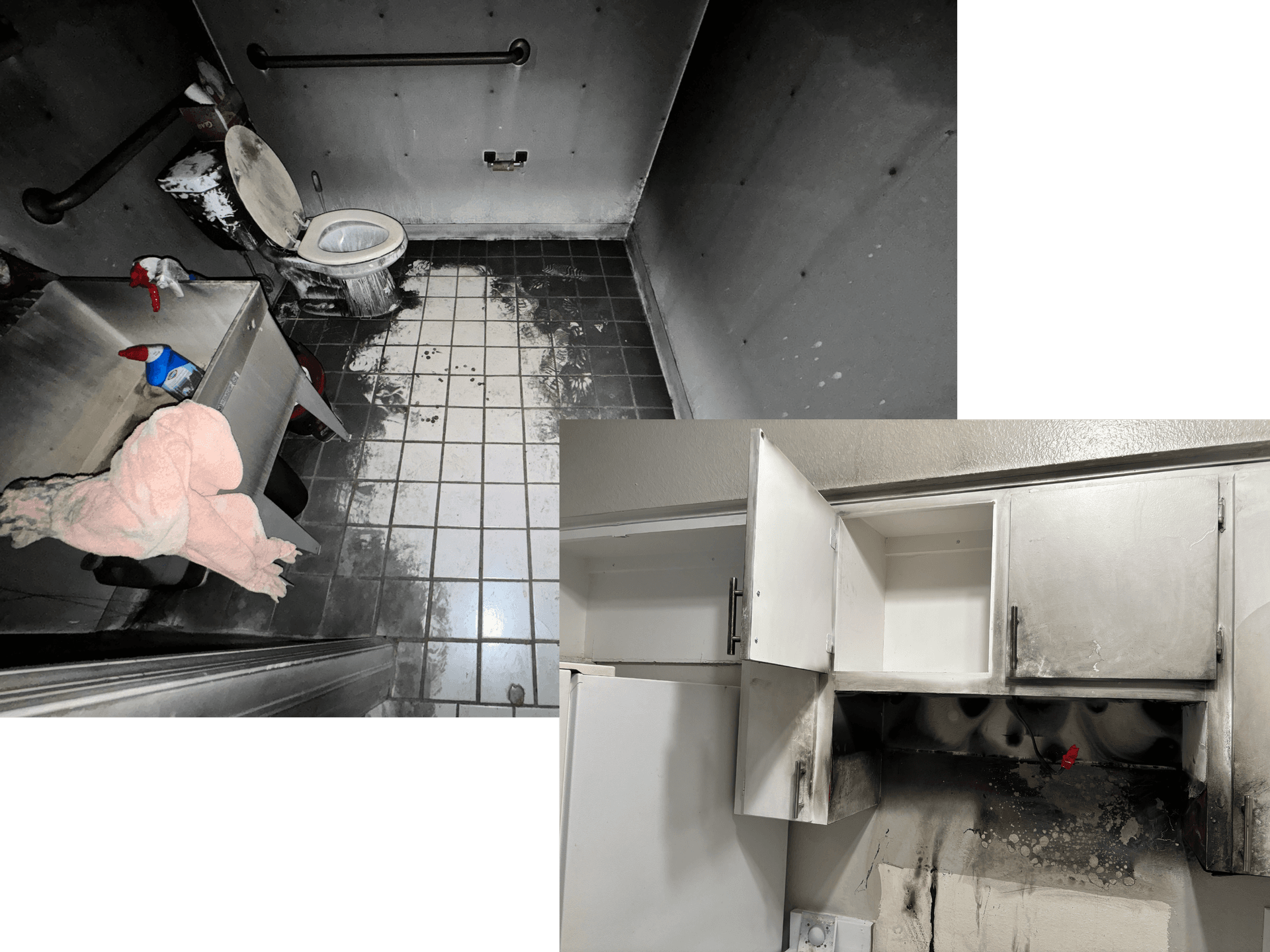 DryZone technician performing fire damage restoration in a Southwest Florida home