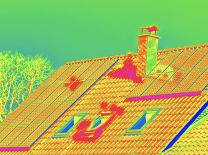 Infrared camera view of a roof